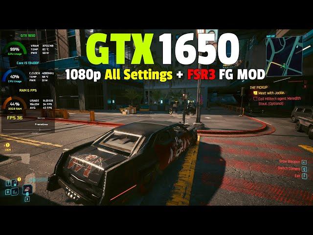 Cyberpunk 2077 (New Update) : GTX 1650 - 1080p All Settings + FSR3 FG MOD