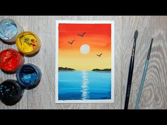 Рисуем очень простой закат на море. Правополушарное рисование