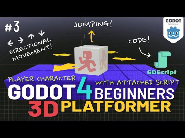 Godot 4 3D Platformer Lesson #3: Player Object + Movement/Jump Script!