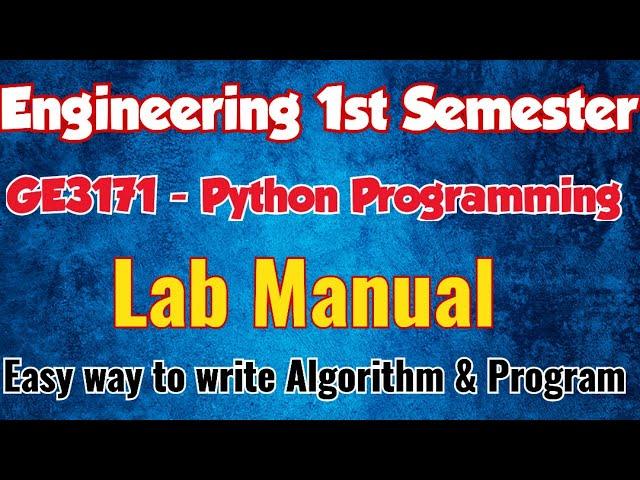 GE3171|Python programming and Problem Solving|Lab|Manual|Important Notes|Engineering king|