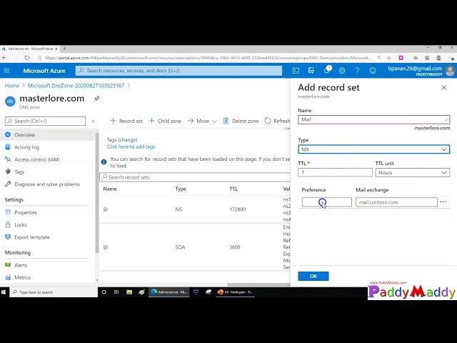 Azure Public DNS ZONE create records Transfer from Godaddy to Azure DNS