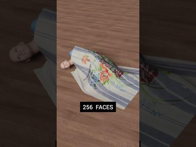 Cloth Simulation form Face 1 to 16,000 Faces in Blender Part 2 #3danimation #blender #3dart