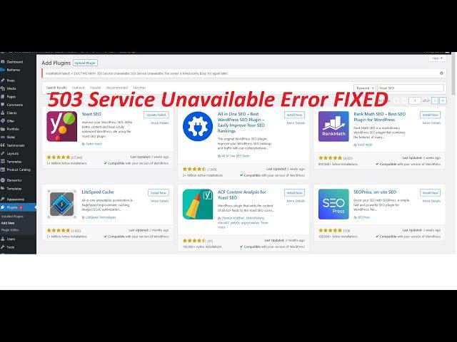 How to Fix 503 Service Unavailable / Plugins Update Error in WordPress #503ServiceUnavailable #wp