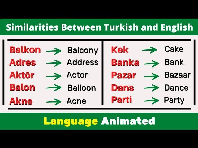 Similarities Between Turkish and English  | Similar Turkish and English Words | Animated