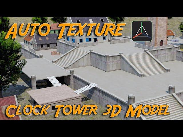 Full Clock Tower 3D Model With Auto Texture | Auto Texture Clock Tower 3D Model