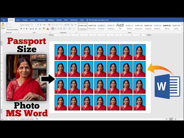 Passport Size Photo in MS Word || Printable Passport Size Photo in MS Word Hindi Tutorial