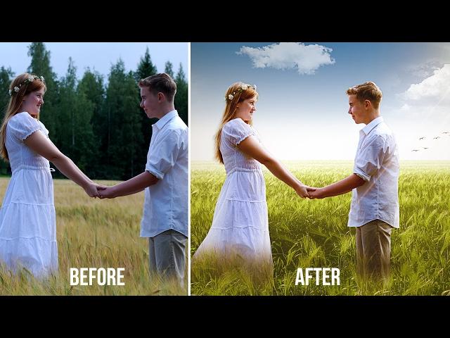 Couple Wedding Photos Editing in Photoshop | Change Background | Edit Outdoor Photography