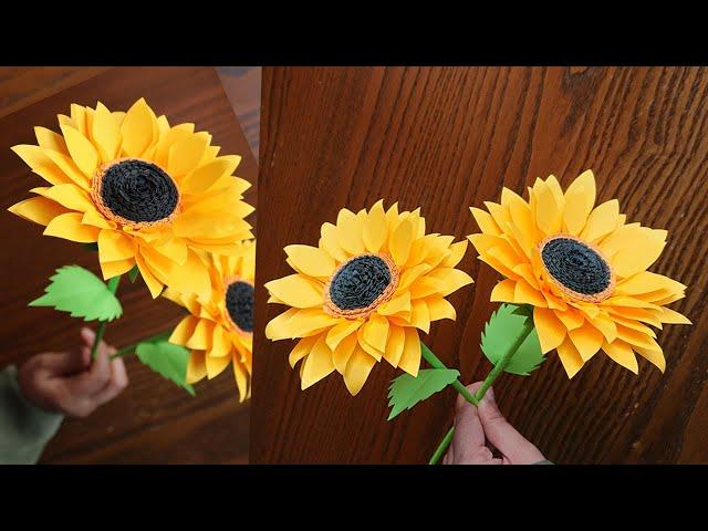 Easy Way To Make Beautiful Paper Sunflower - Paper Craft - Paper Flower - DIY Home Decor