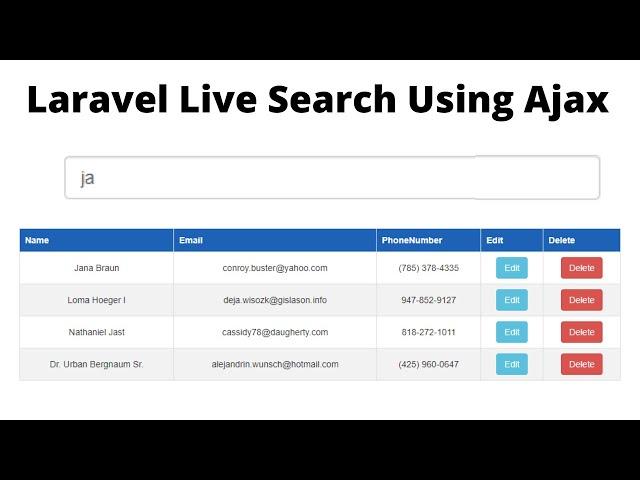 Live Search In Laravel Using Ajax