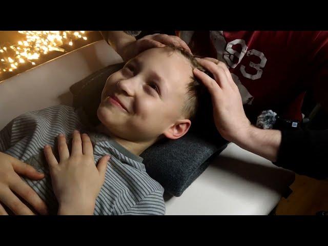 KID Head Massage w/ a Light Face Touching, Tapping | no talking, real person ASMR