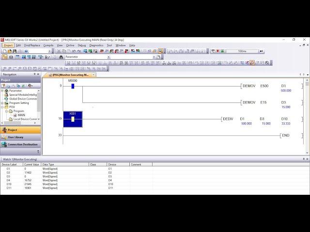 PLC DIV / Division  function | PLC Programming | GX works 2