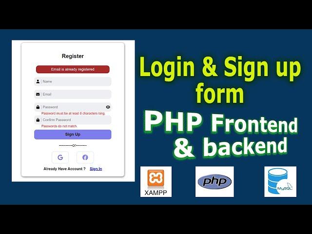 PHP Login & Signup System  Frontend, Backend, and MySQL DB. With Input Validation & Source Code