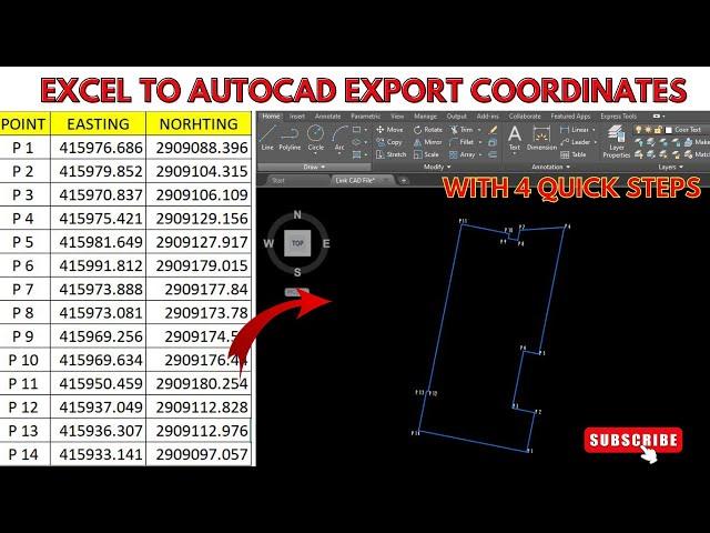 Excel to AutoCAD Export Coordinates | Excel to AutoCAD Import Coordinates