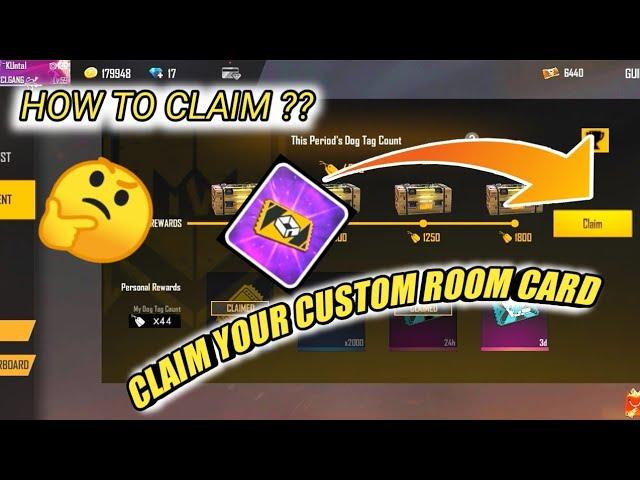 How To Claim Custom Room Card In Guild Tournament | How To Claim Custom Room Card In free fire