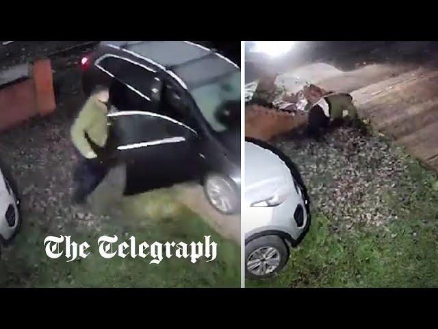Driver dragged through brick wall as he tries to stop car thief