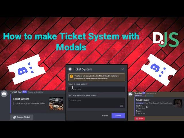 Code Your Own Discord Bot Ticket System With Modals , Buttons Using Discord.JS |   Discord Modals
