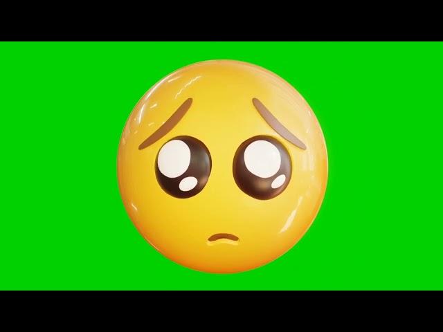 Animated crying sad emoji. Emoticon stock video. 3d Seamless loopable. green screen background