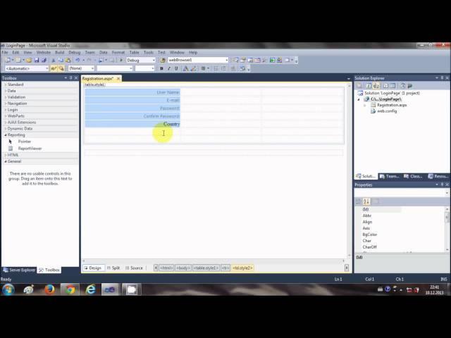 ASP.NET Tutorial - How to Create a Login website - Validation Controls -Registration Page - Part 1