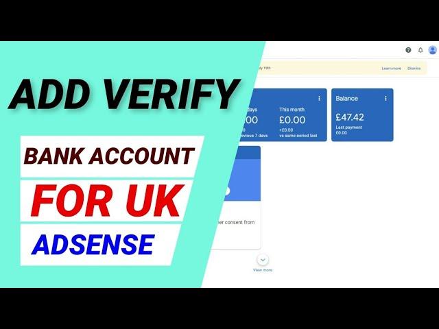 How to Add and Verify Bank Account Google Adsense United Kingdom