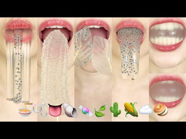 asmr CLEAR EMOJI FOOD JELLY 🫧️ 투명 이모지 젤리 먹방 eating sounds