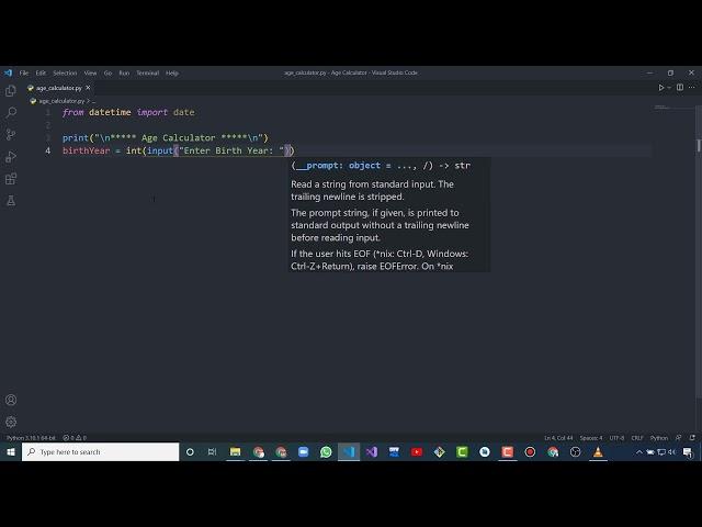 Simple Age Calculator Using Python | Python Project Tutorials