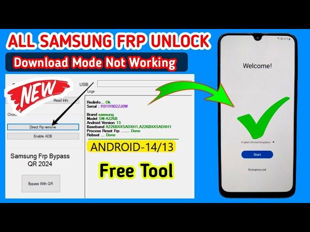 Samsung Frp Bypass 2024|Android 13/14 New Security 2024 July,August|100% Working Solution