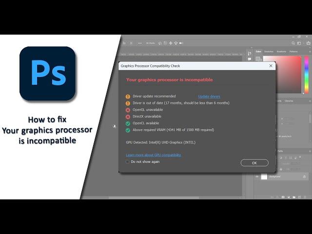 Adobe Photoshop || How to fix your graphics processor is incompatible