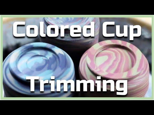 Trimming Neriage/Agateware Cups made with COLORED PORCELAIN