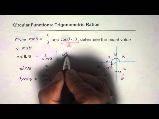 Given csc Find tan trigonometric Ratio