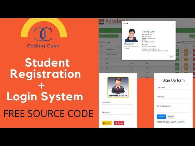 Student Registration + Login System PHP Project | CRUD Application in PHP| Free Source Code