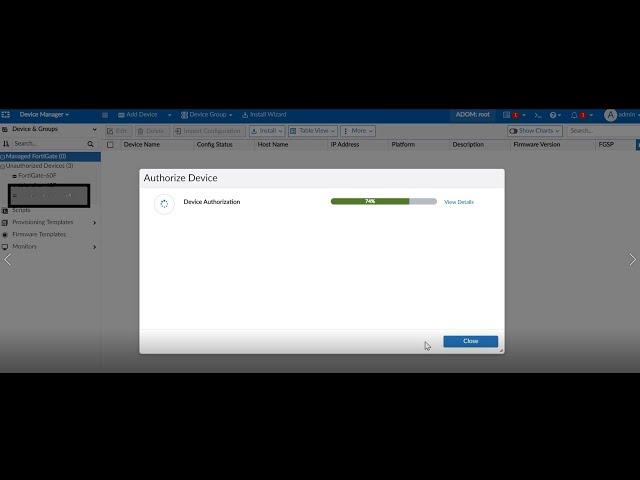 Adding Fortigate to FortiManager, Managing Fortigate Device, Moving fortigate from one ADOM to anoth