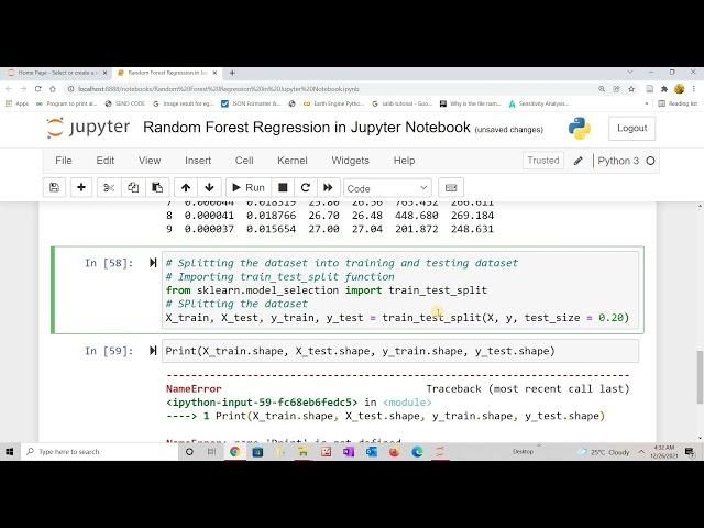 Random Forest Regression in Jupyter Notebook