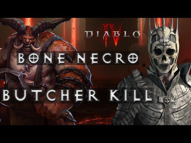 Bone Necro 42 sec BUTCHER KILL Diablo 4 NECROMANCER OP BONE NECRO DPS BUTCHER KILL LEVEL 25 D IV D4