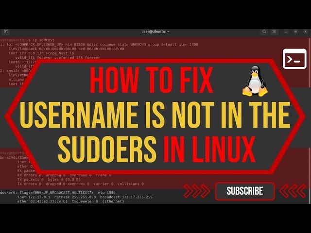 How to Fix in LINUX Username is not in the sudoers file.