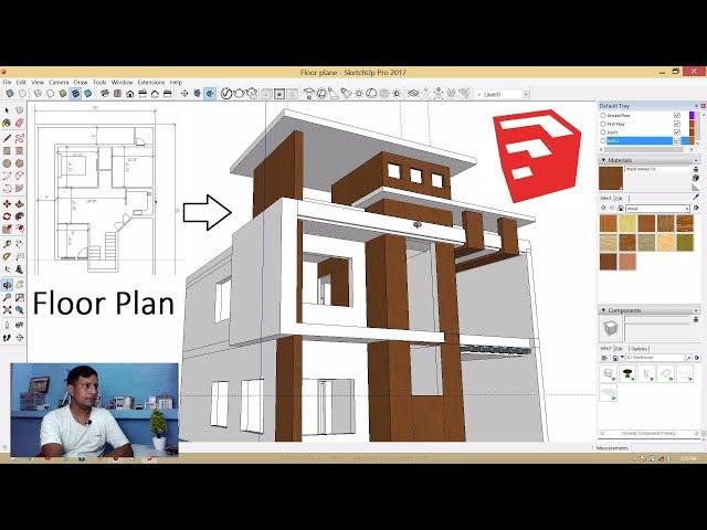 Architectural  Floor Plan to 3D Model making in SketchUp Tutorial in Hindi