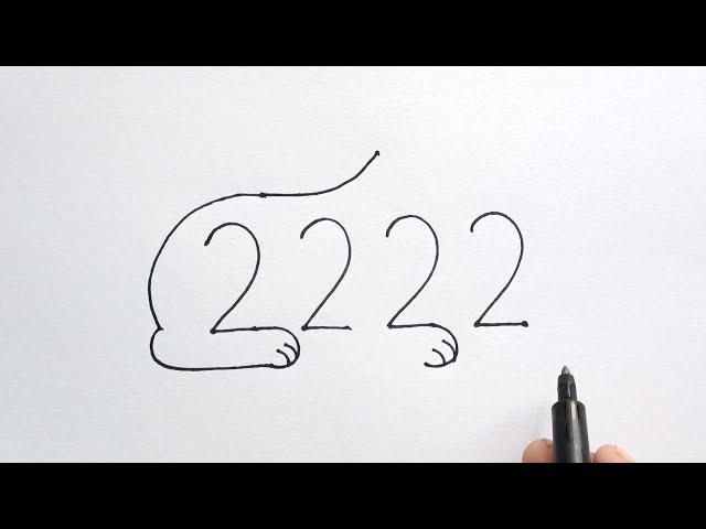Lion Drawing With 2222 Number | Lion Drawing Easy | Lion Drawing Number Art | Lion Drawing Idea