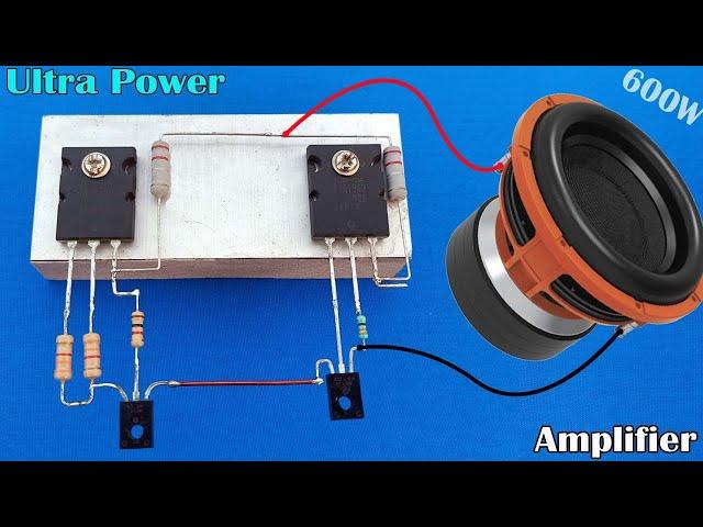 Simple Ultra Power Heavy Bass Amplifier Using 2SC5200 & 2SA1943 Transistor - Powerful