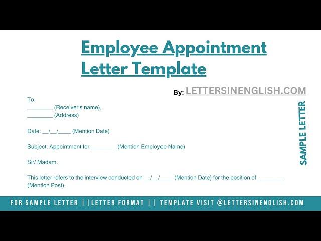 Employee Appointment Letter Template - Letter of Appointment for Employee
