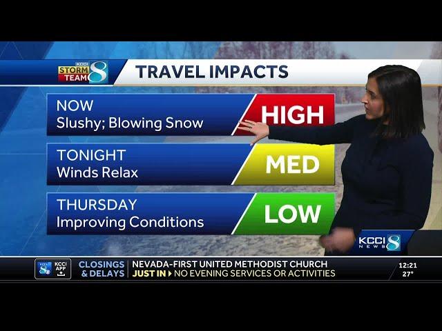 Iowa weather: Strong winds continue as snow moves east