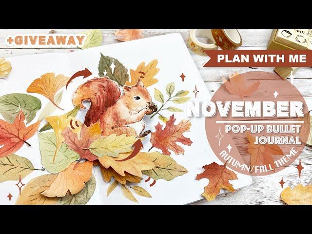 [PLAN WITH ME] FALL/AUTUMN POP-UP Bullet Journal | NOVEMBER 2021 | Squirrel Pop-up Card Tutorial