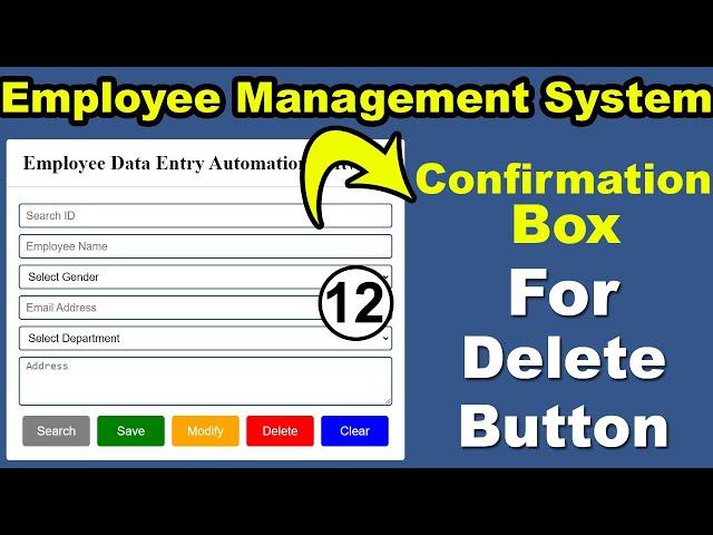 JavaScript Confirmation box | How to Delete Record from database | Employee management system