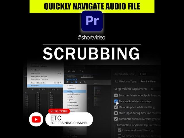 SCRUBBING | AUDIO ON OFF | ADOBE PREMIERE PRO | #shorts