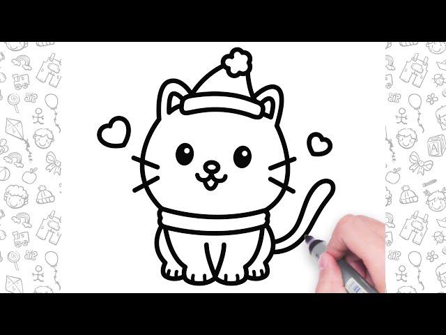 Cute Cat Drawing Step by Step For Kids | Bolalar uchun oson chizish | Easy drawing for kids