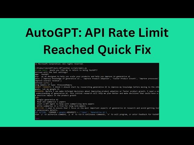 Quick Fix for AutoGPT API Limit Reached 