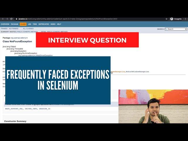 Selenium Interview Question -Explain Selenium Exception Hierarchy | Frequently Faced Exceptions