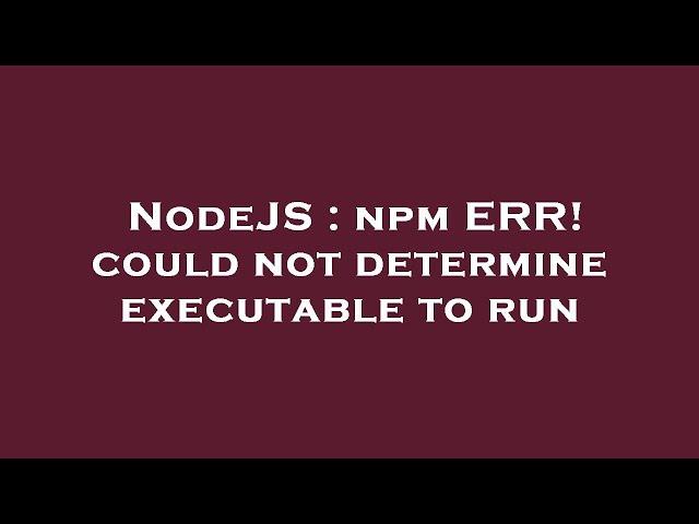 NodeJS : npm ERR! could not determine executable to run
