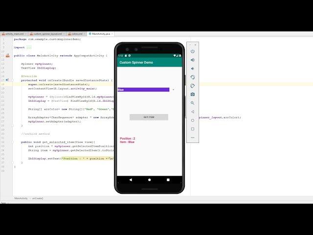 Custom Spinner in Android Studio | Java