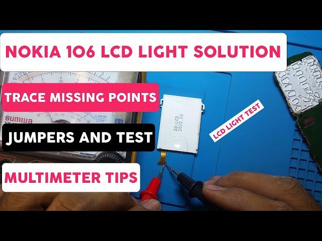 Nokia 106(TA-1114) LCD light jumper 100% working  and useful multimeter tips |in Urdu in Hindi.