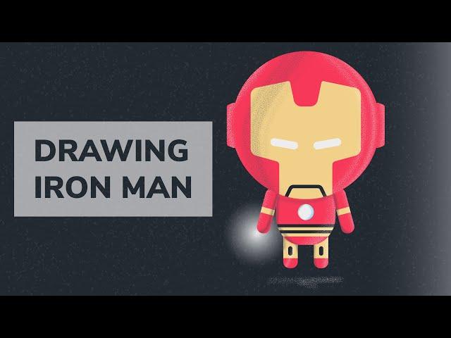 Drawing Iron Man (Avengers: Endgame) in Adobe Illustrator - Flat 3D Design #SpeedArt