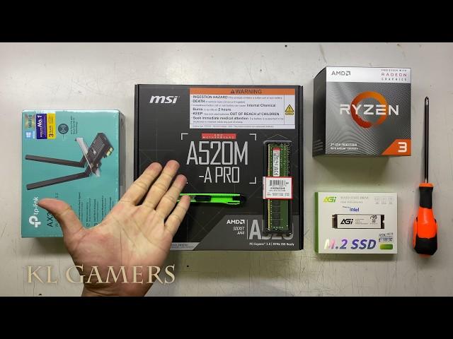 AMD Ryzen 3 3200G msi A520M-A PRO AGi SSD TP-Link WIFI Office PC Build